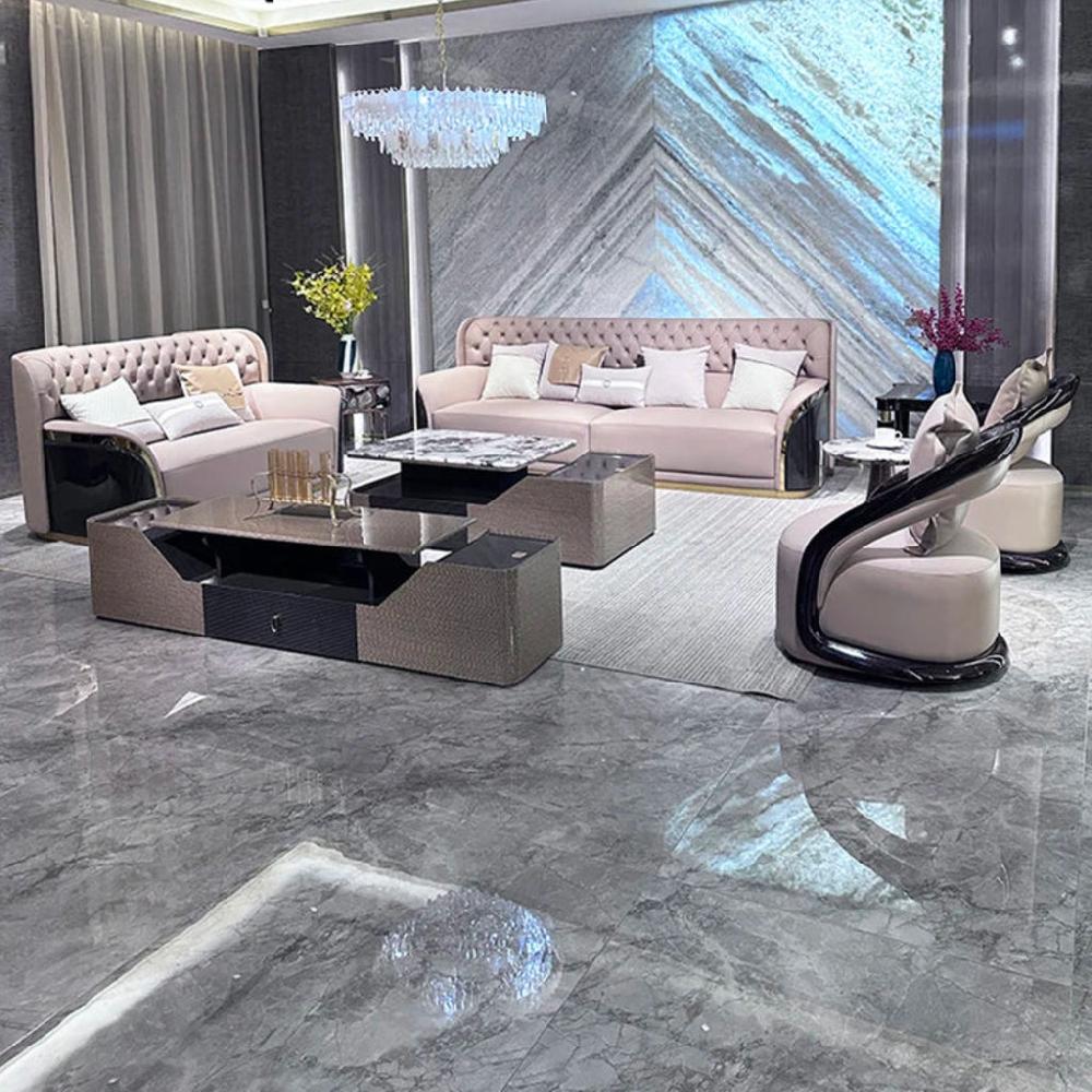 Lixra Aesthetic Tufted Leather Cozy Luxury Sofa Set