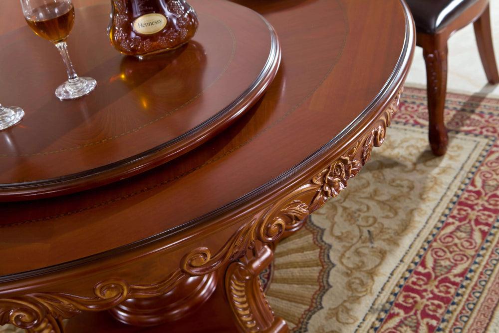 Lixra Antique Brusten European Wooden Dining Table Set