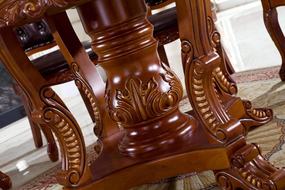 Lixra Antique Brusten European Wooden Dining Table Set