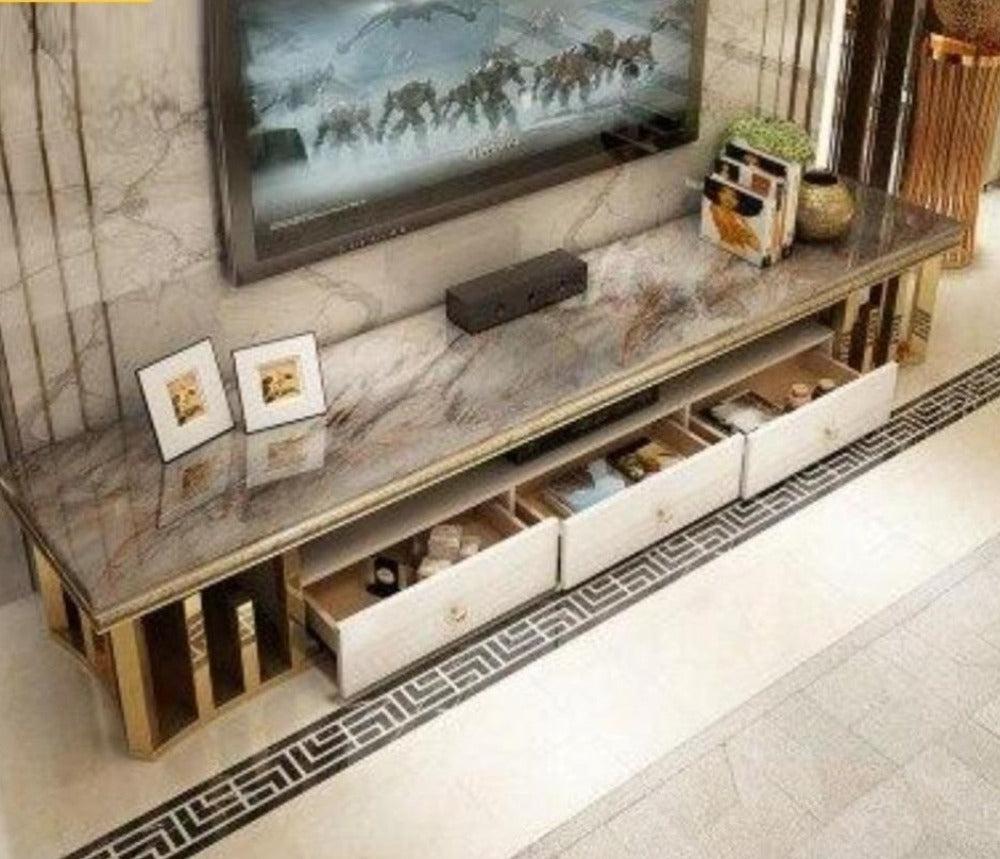 Lixra Antique Style Creative Designed Marble Top Coffee Table And TV Stand