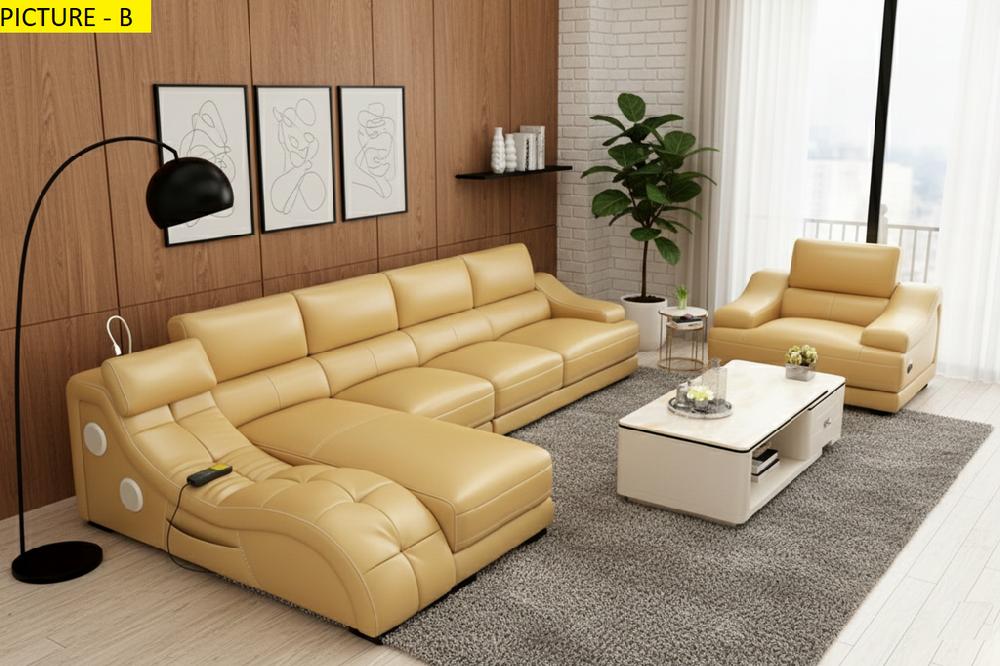 Lixra Appealing Functional LED Leather Sectional Sofa
