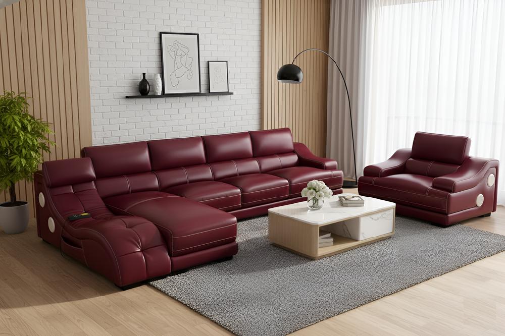 lixra Appealing Functional LED Leather Sectional Sofa