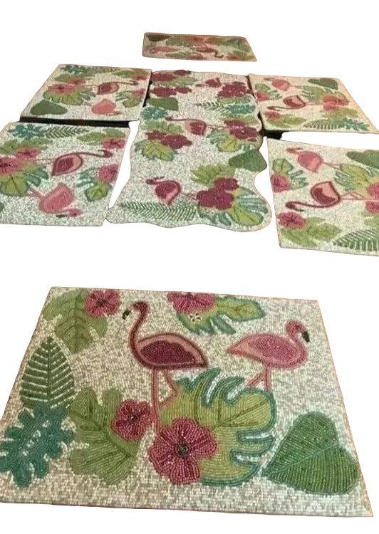 Lixra Beaded Beautiful Table Runner With 2 Place Mats