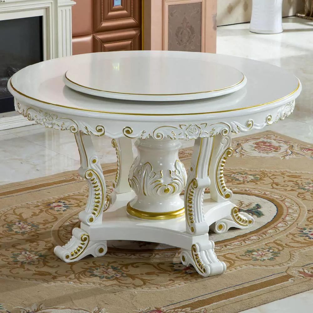 Lixra Brusten Antique European Round Dining Table Set