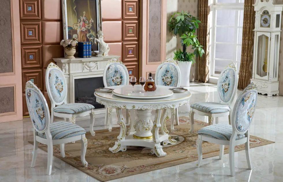 lixra Brusten Antique European Round Dining Table Set