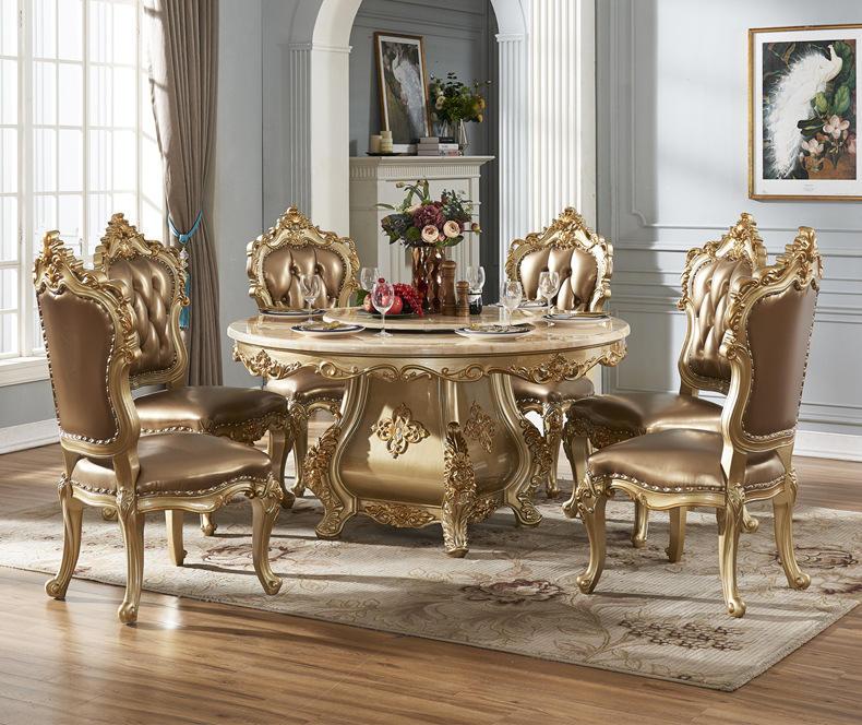 Lixra Brusten European Marble Round Dining Table Set