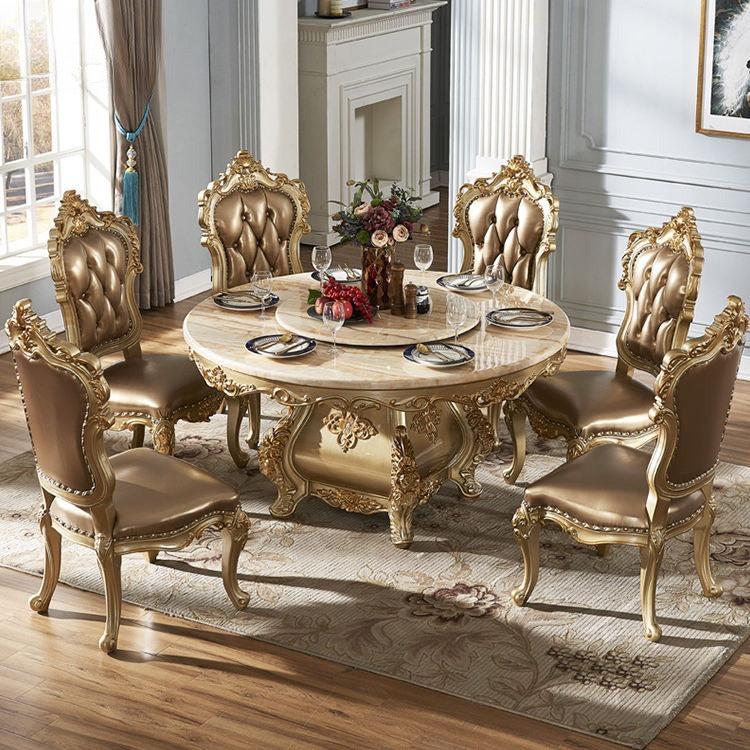 lixra Brusten European Marble Round Dining Table Set
