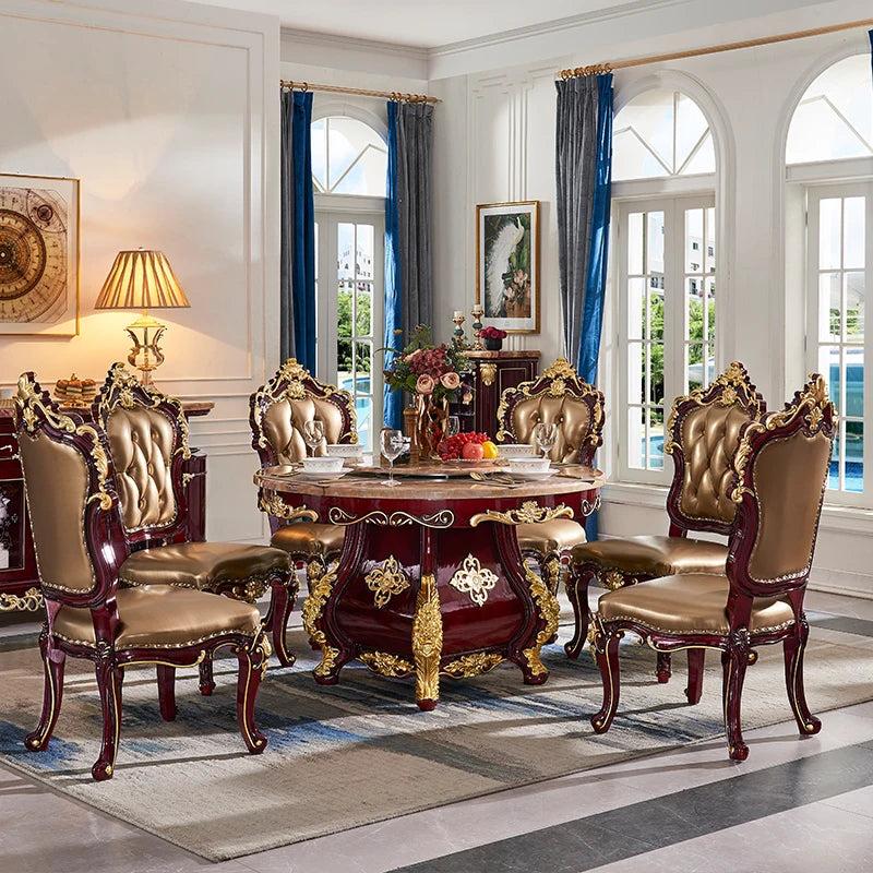 Lixra Brusten European Round Marble Dining Table Set