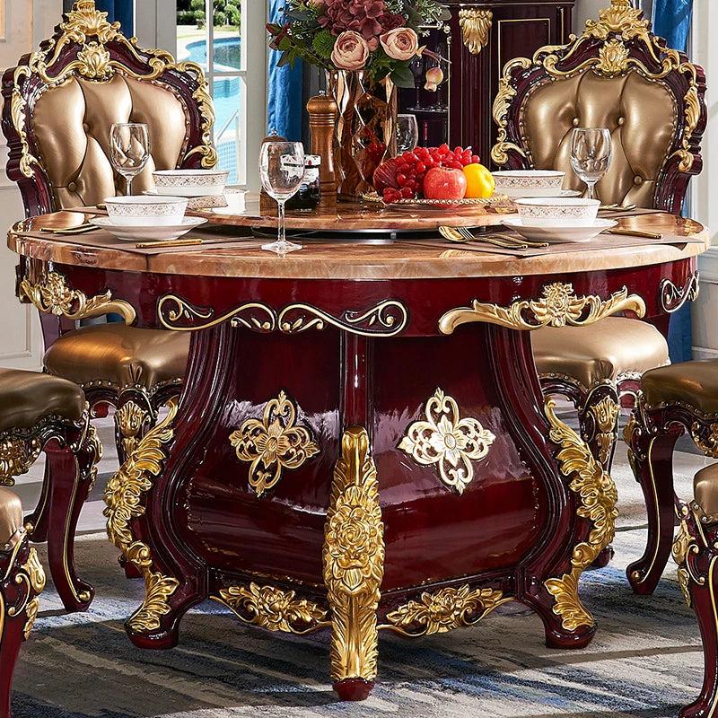 Lixra Brusten European Round Marble Dining Table Set