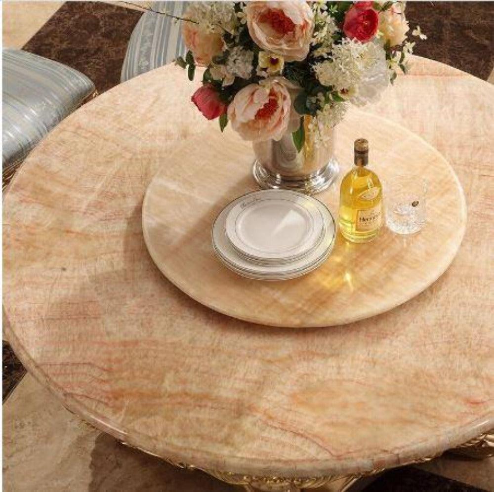 Lixra Brusten Round European Marble Dining Table Set