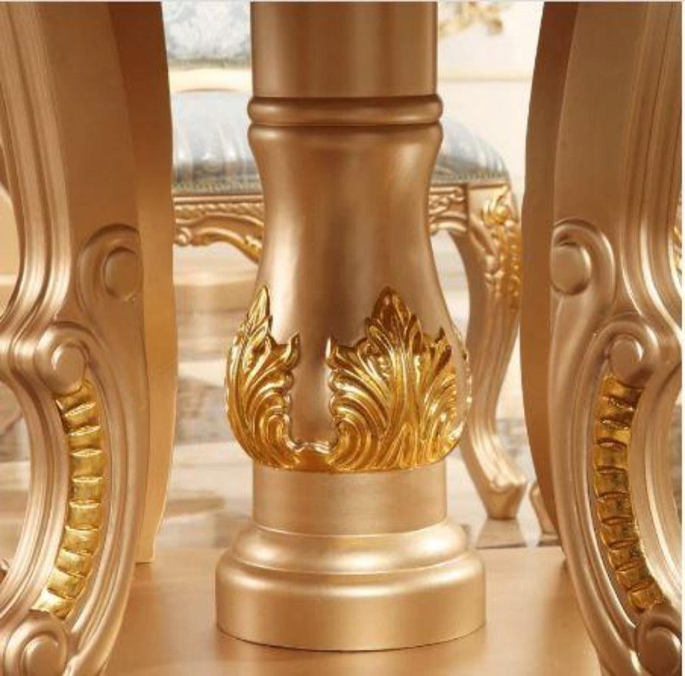 Lixra Brusten Round European Marble Dining Table Set