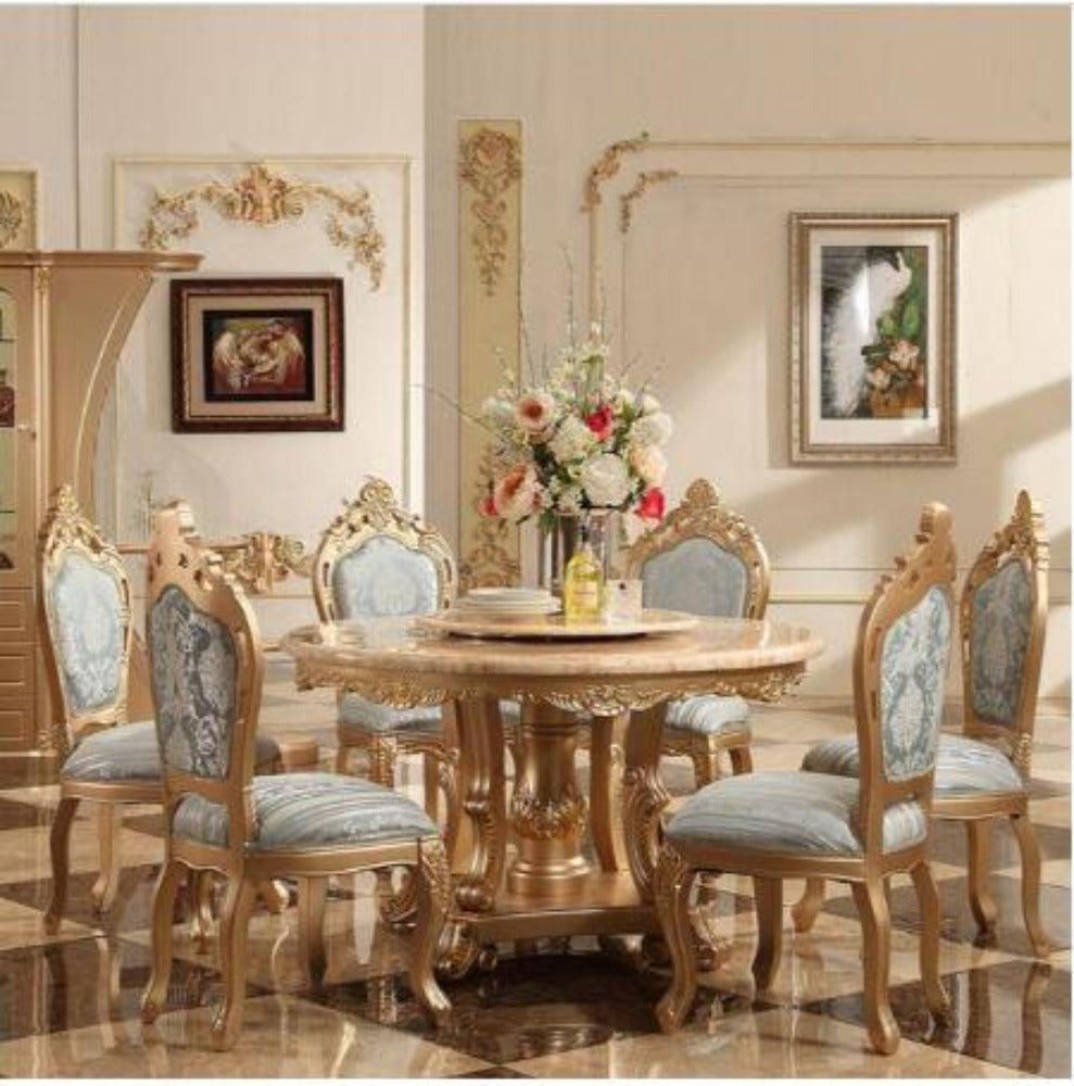 lixra Brusten Round European Marble Dining Table Set