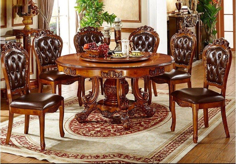 lixra Brusten Round European Wooden Dining Table Set