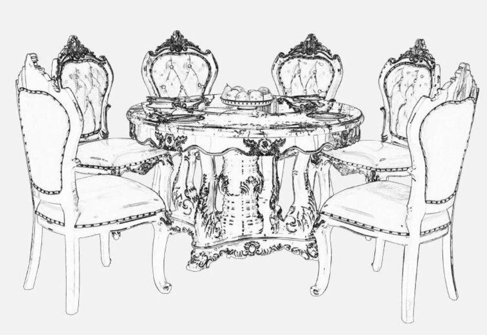 Lixra Brusten Round Marble European Dining Table Set