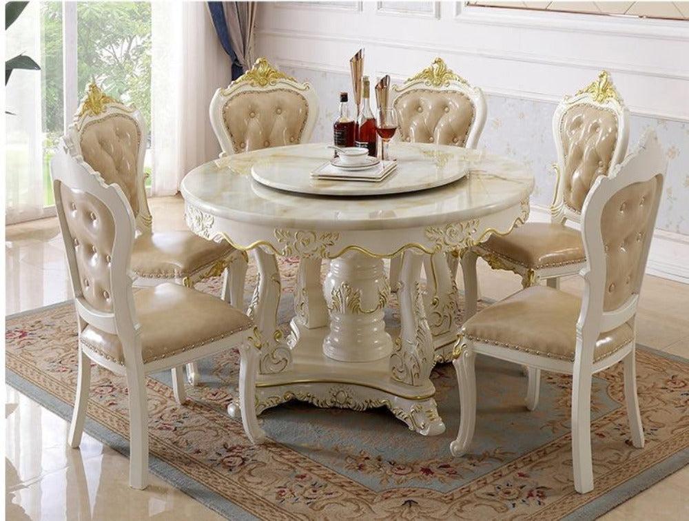 lixra Brusten Round Marble European Dining Table Set