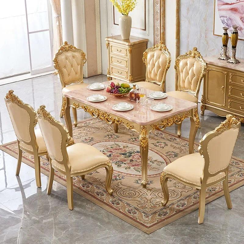 lixra Brusten Wooden Carved European Dining Table Set