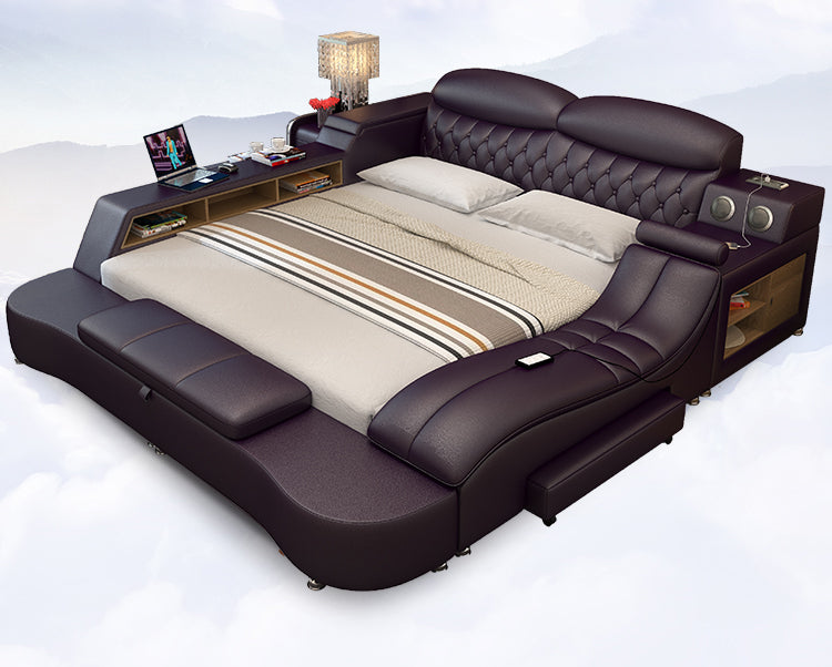 Lixra Button-Tufted Design Multifunctional Leather Bed