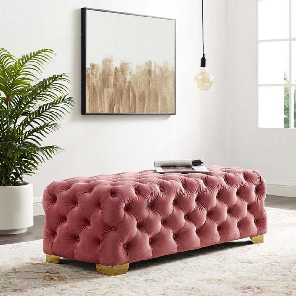 Lixra Button Tufted Modern Aesthetic Velvet Ottoman