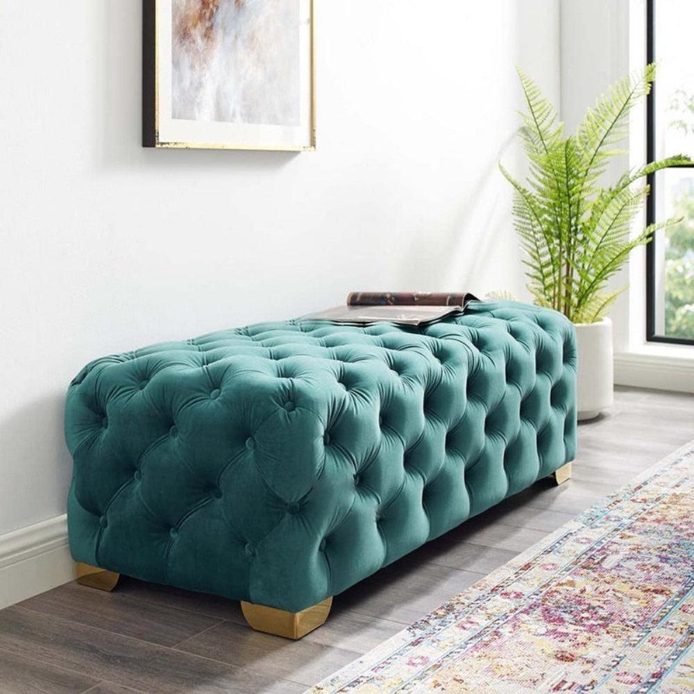 Lixra Button Tufted Modern Aesthetic Velvet Ottoman
