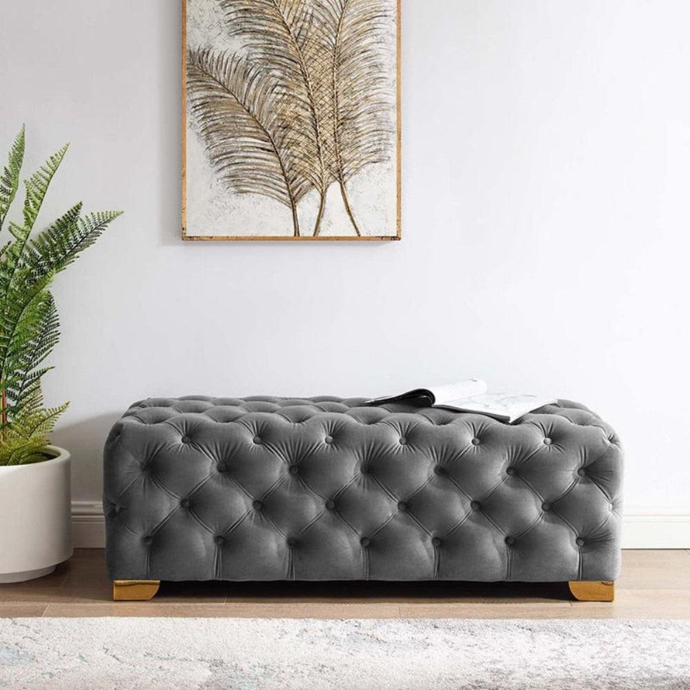 Lixra Button Tufted Modern Aesthetic Velvet Ottoman