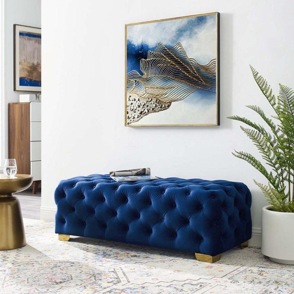 Lixra Button Tufted Modern Aesthetic Velvet Ottoman