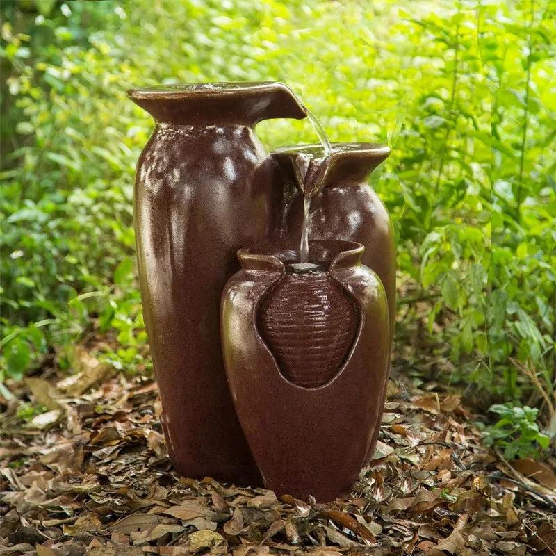 Lixra Ceramic-Look 3-Tier Waterfall Indoor Fountain