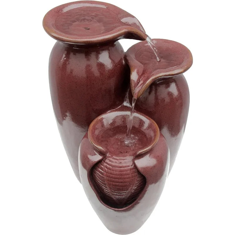 Lixra Ceramic-Look 3-Tier Waterfall Indoor Fountain