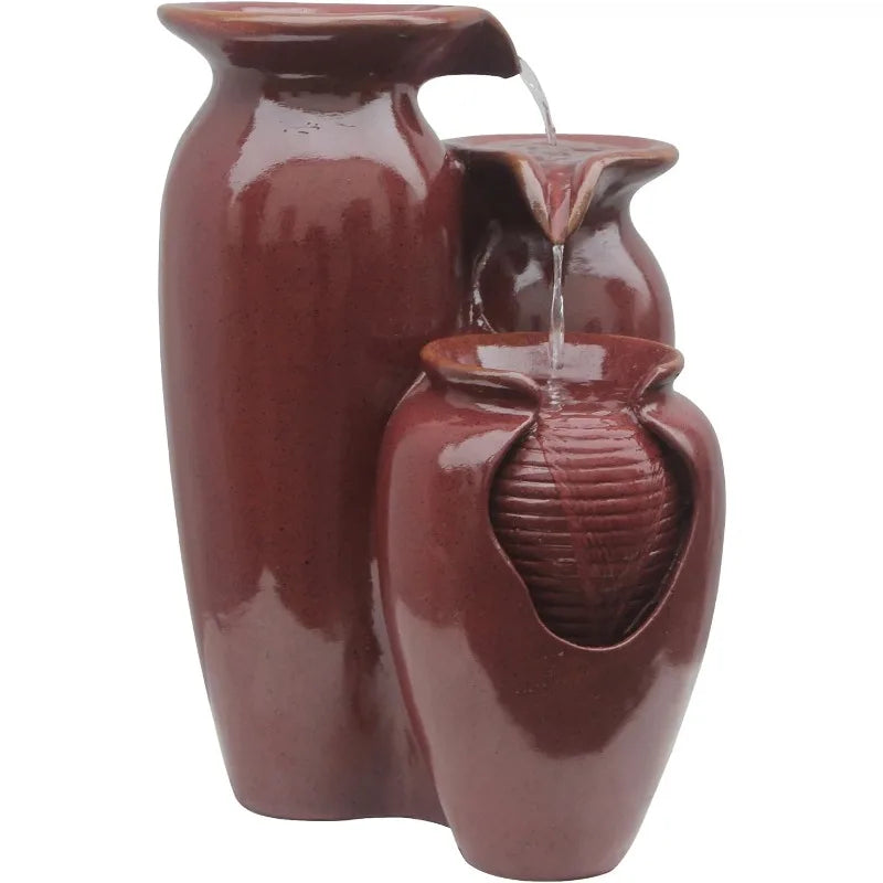 lixra Ceramic-Look 3-Tier Waterfall Indoor Fountain