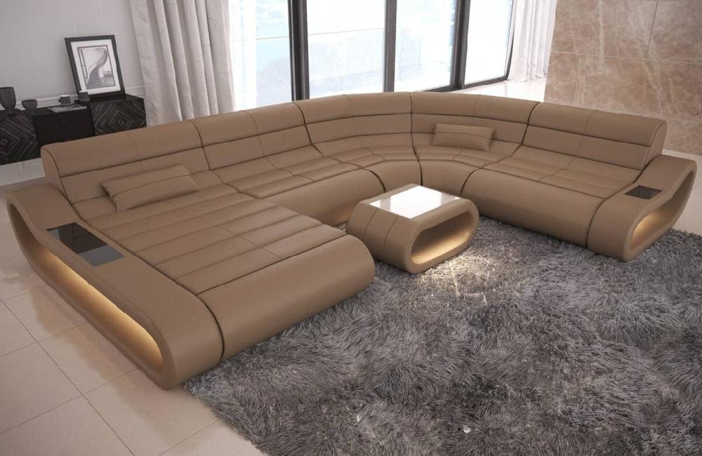 Lixra Classic And Modern Sectional Leather Sofa Set With Led Lights