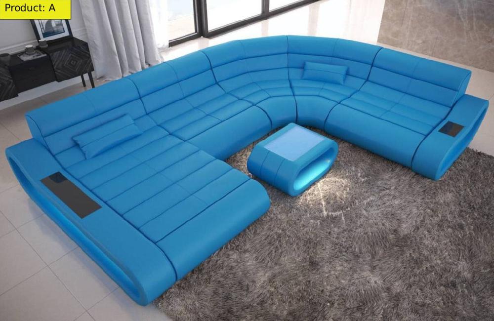 lixra Classic And Modern Sectional Leather Sofa Set With Led Lights