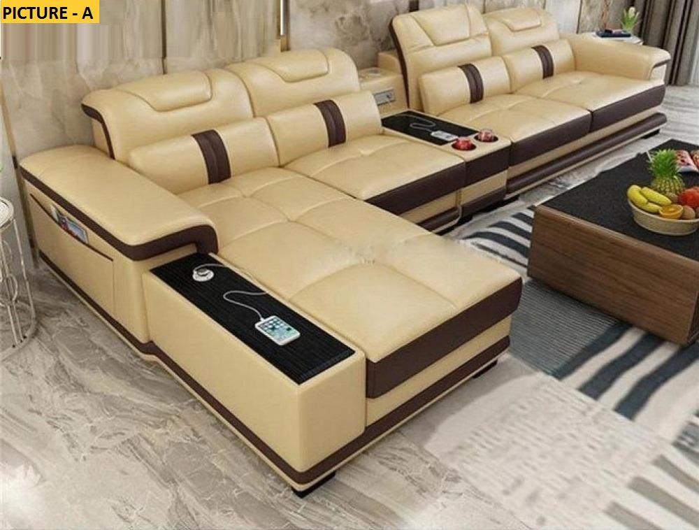 Lixra Classic Modern Multifunctional Leather Sectional Sofa Set