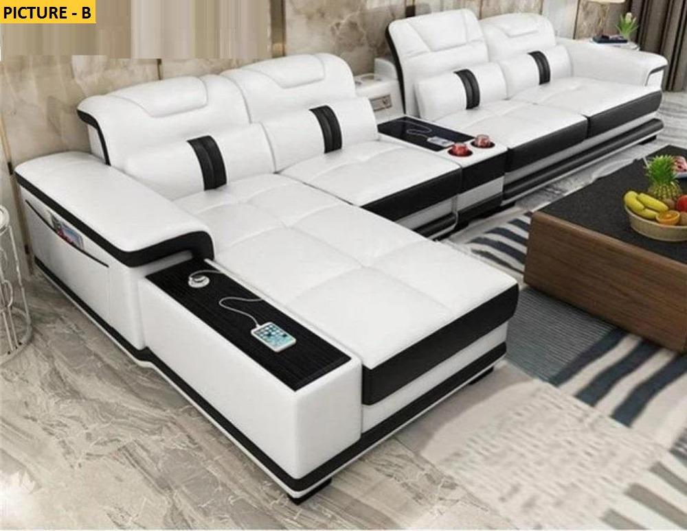 Lixra Classic Modern Multifunctional Leather Sectional Sofa Set