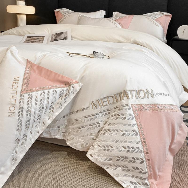 Lixra Classical Fitted Cotton Embroidered Bedding Set