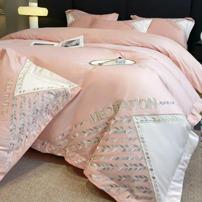 Lixra Classical Fitted Cotton Embroidered Bedding Set