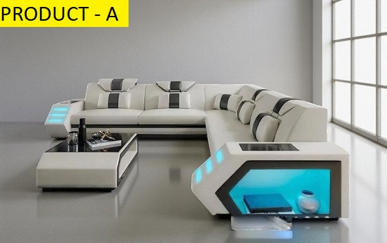 Lixra Coastal Comfort Leather Sectional With Led Light