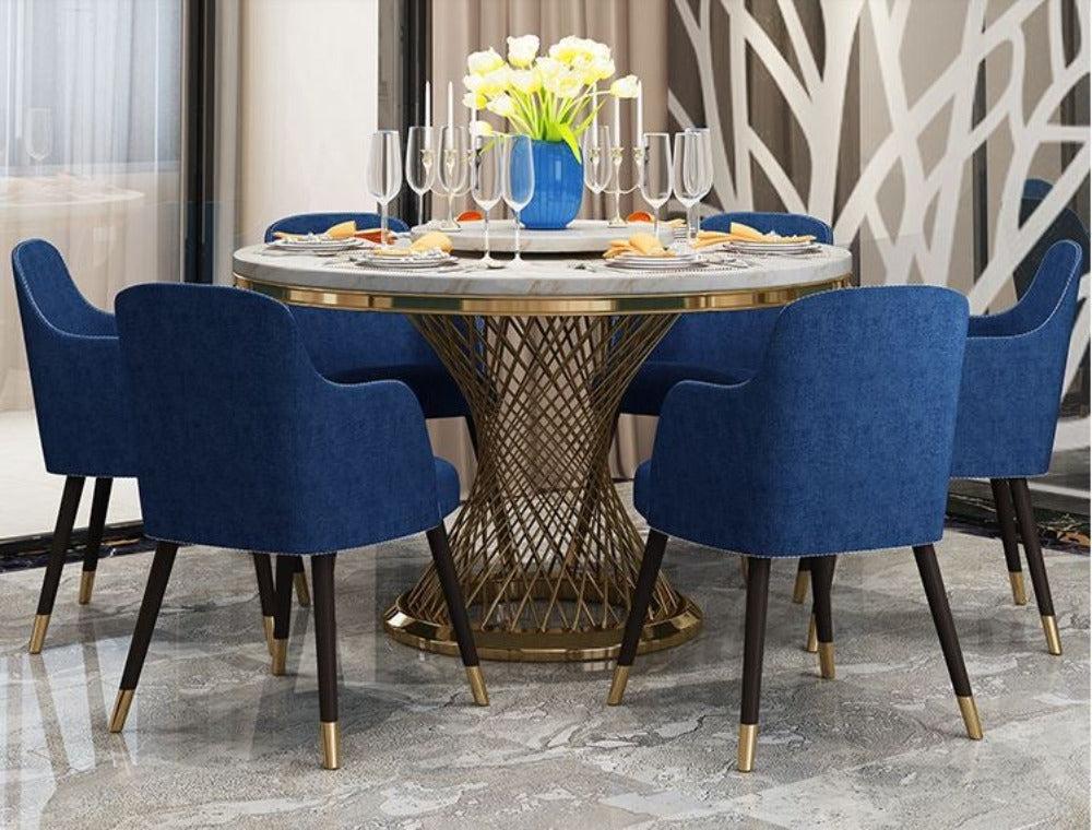 lixra Comfortable Round Marble-Top Dining Table Set