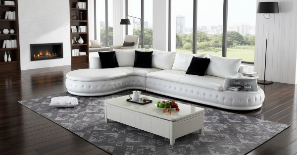Lixra Concrete French Style Cozy Leather Sectional Sofa Set