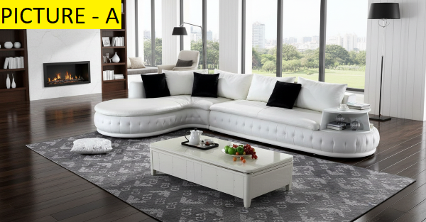 Lixra Concrete French Style Cozy Leather Sectional Sofa Set