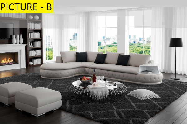 Lixra Concrete French Style Cozy Leather Sectional Sofa Set