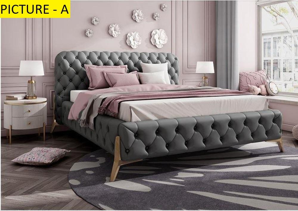 Lixra Concrete Superfluous Tufted Designed Leather Bed