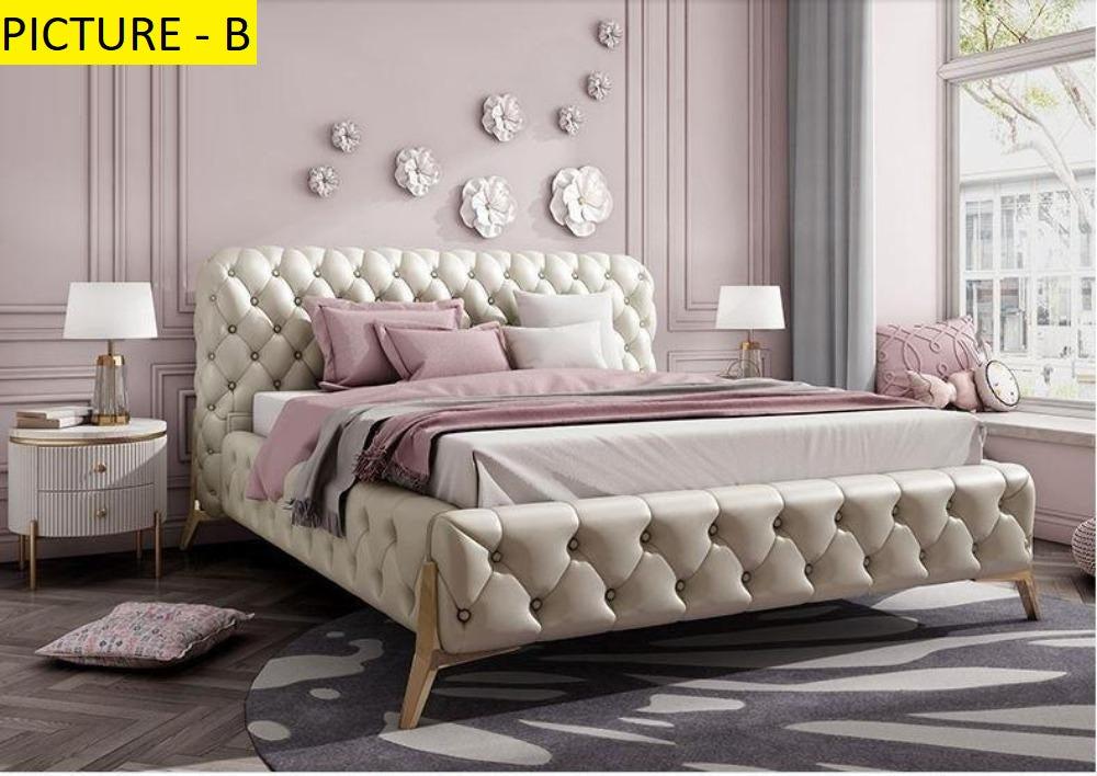 Lixra Concrete Superfluous Tufted Designed Leather Bed