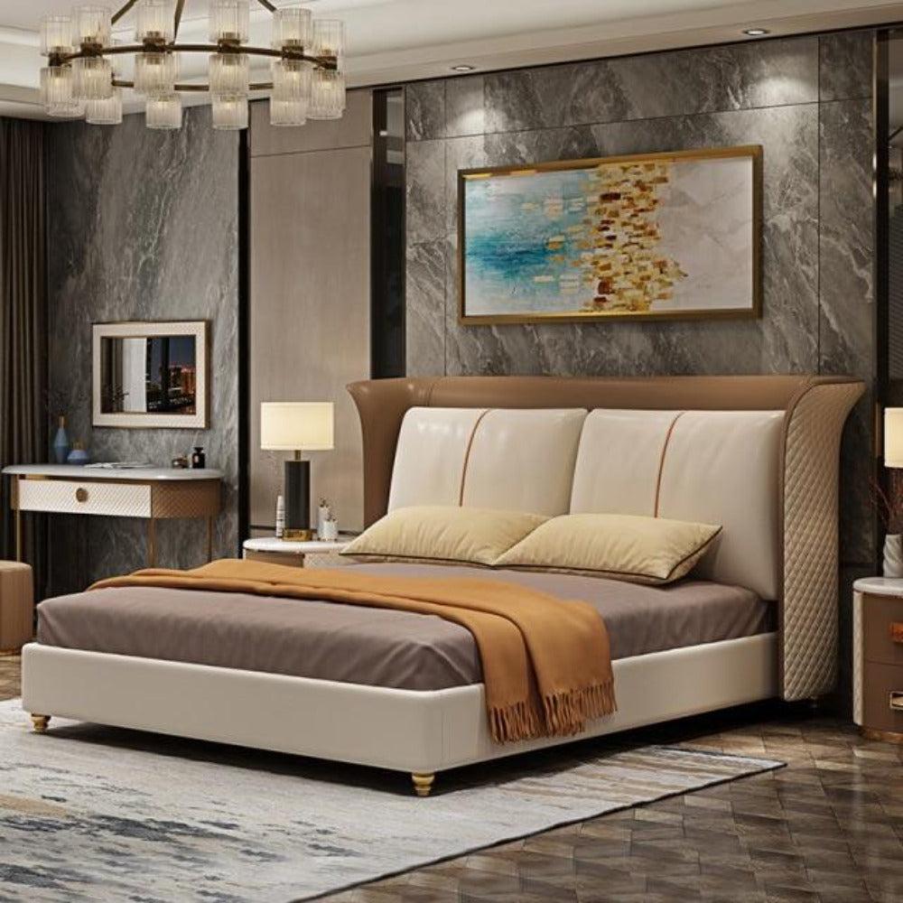 Lixra Contemporary Classic Luxurious Upholstered Leather Bed