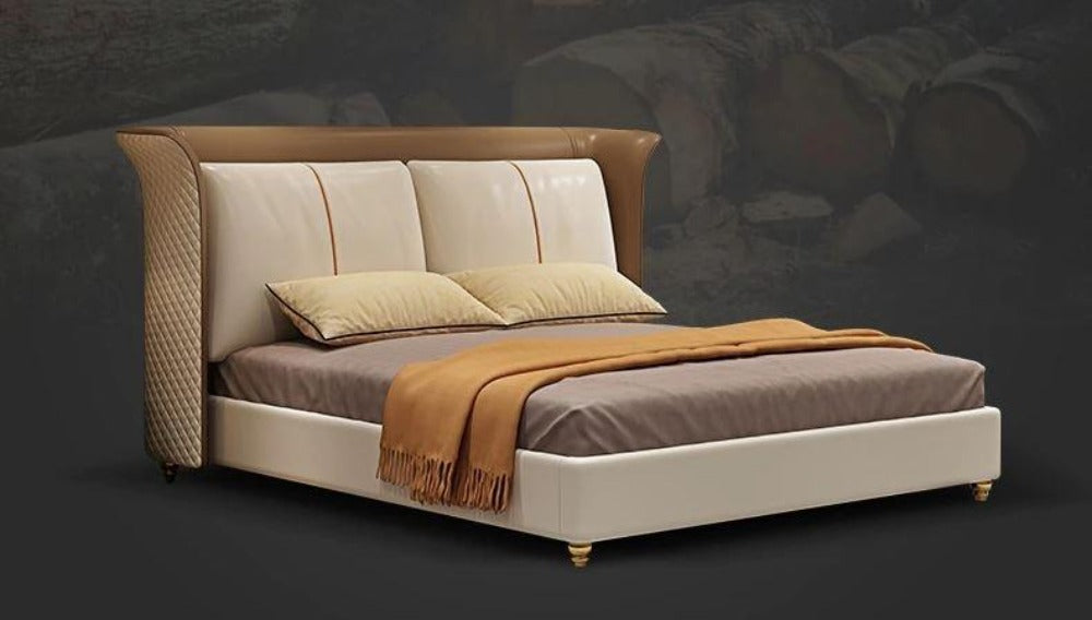 Lixra Contemporary Classic Luxurious Upholstered Leather Bed
