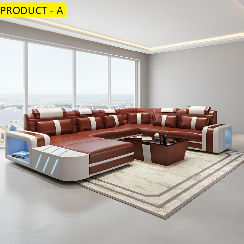 Lixra Contemporary Design Leather LED Sectional Sofa
