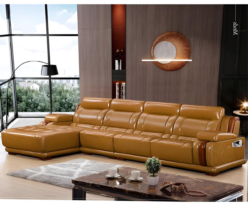 Lixra Contemporary Design Luxurious Snugged Leather Sectional Sofa