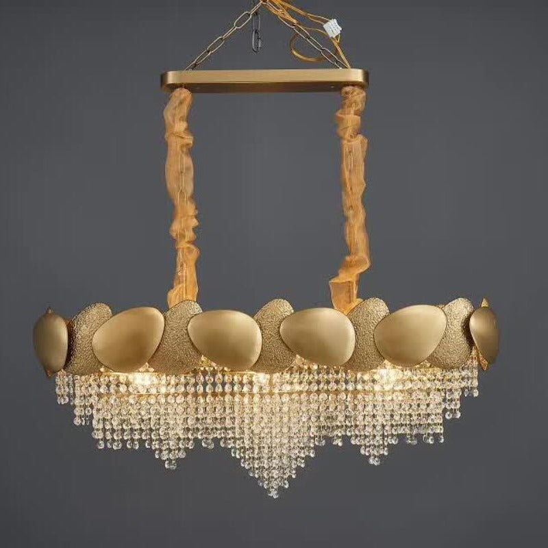 Lixra Contemporary Gold Lustrous Crystal Chandelier