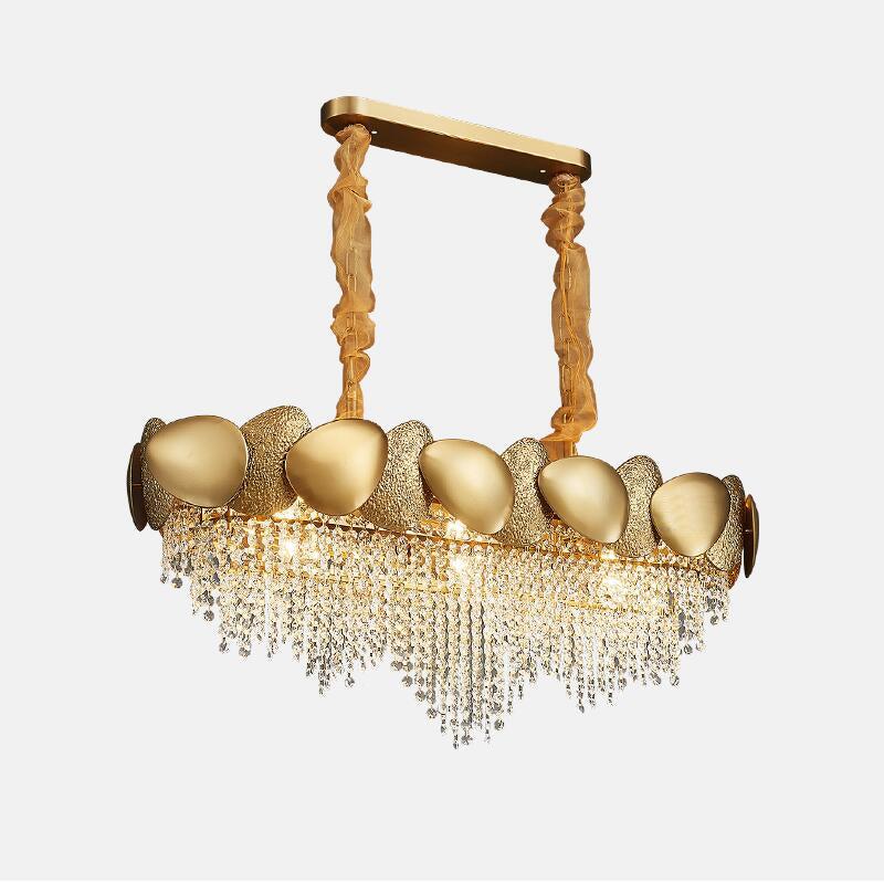 Lixra Contemporary Gold Lustrous Crystal Chandelier