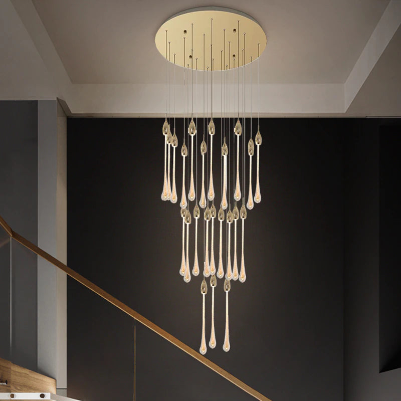 Lixra Contemporary Golden Raindrop Design Crystal Chandelier