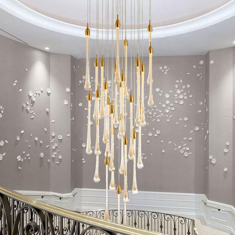 Lixra Contemporary Golden Raindrop Design Crystal Chandelier