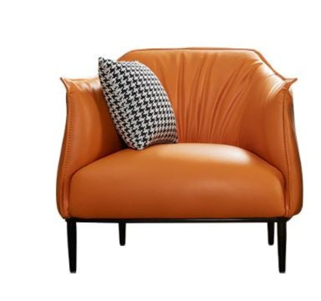 Lixra Contemporary Leather Accent Chair With Cushion